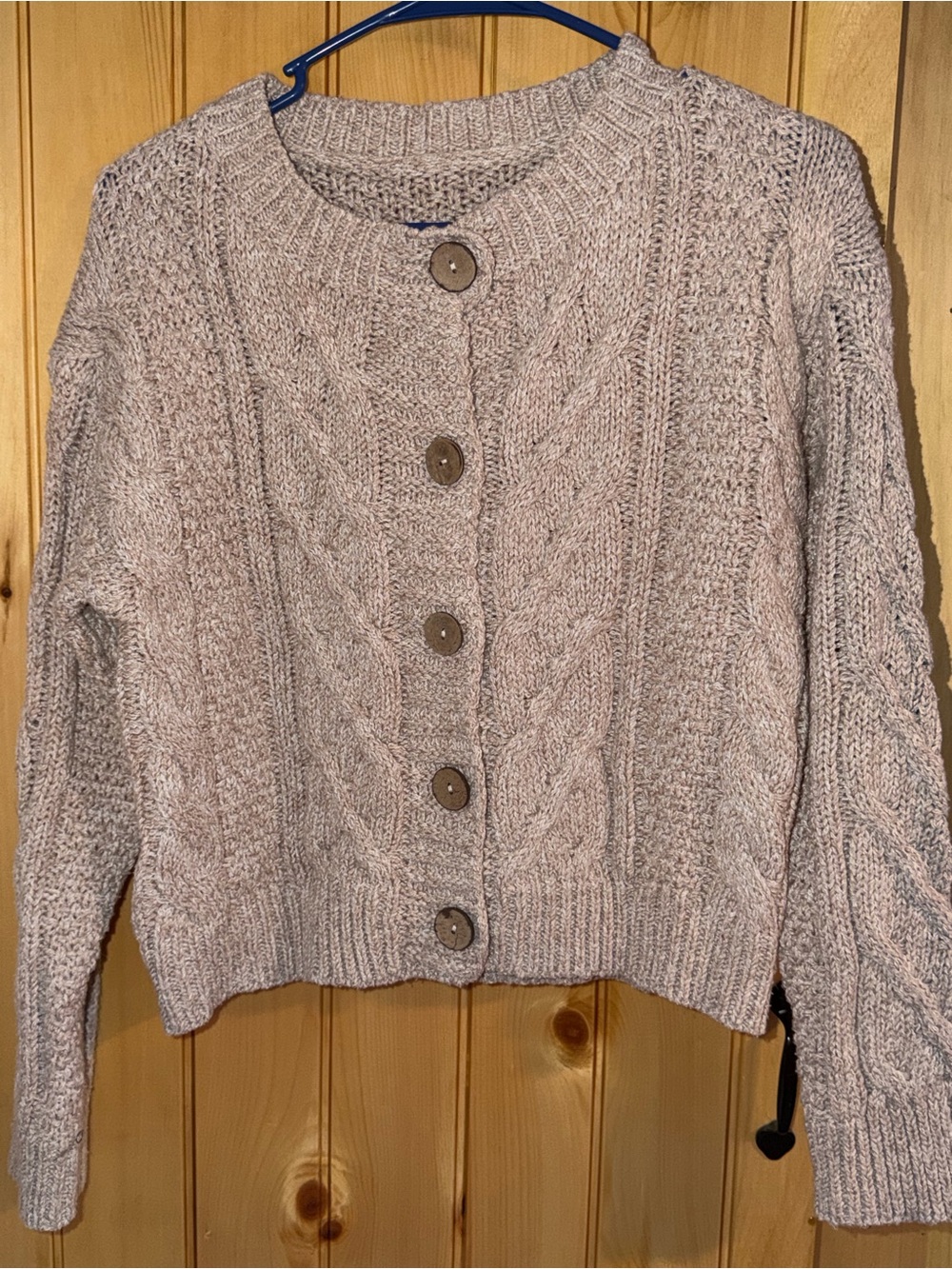Chunky Cable Knit Button-Front Sweater Cardigan - Cream- Read